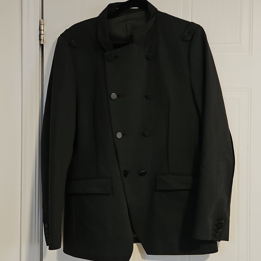 Full circle Mens Gray Wool blend Tuxedo Blazer (38) Pants (30) double breasted - Picture 4 of 9